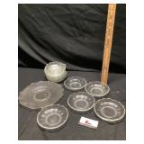 12 glass bowls of scalloped edge, design, and