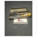Plumb toolbox and quarter inch sockets