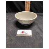 Stoneware crock blue band number 6 hairline crack