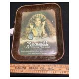 Rexall metal hair, tonic serving tray