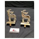Brass reindeer stocking holders