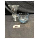 Vase and blue dish