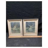 Vintage framed ballerina lithograph print by RA