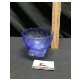 Vintage blue cut to clear glass bowl