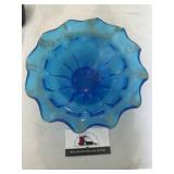 Blue glass compote