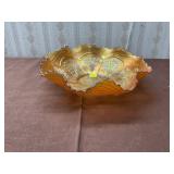 Marigold carnival glass dish