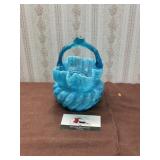 Vintage Blue Spatter Glass Basket