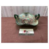 Fenton Green Carnival Glass Bonbon Dish