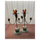 Brass parrot candle holders
