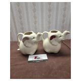 Vintage Ceramic Shawnee Elephant Pitchers