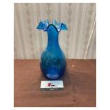 Vintage Blue Blown Glass Vase