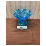 Colonial Blue Ruffled Edge Pedestal Bowl