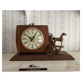 Mantle clock with horse