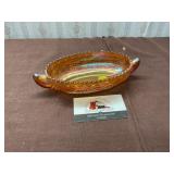 Imperial Glass Orange Carnival Glass Dish