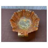 Imperial Carnival Glass Grape Ruffled Bowl