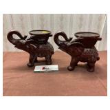 Wooden Elephant Candle Holders