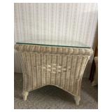 Cream Colored Wicker Table