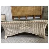 Cream Colored Wicker Coffee Table