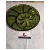 Green glassware egg platter