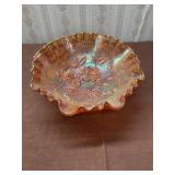 Carnival glass pedestal dish
