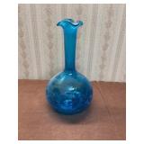 Blue crackle glass vase