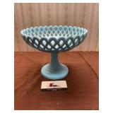 Challinor and Taylor Blue Milk Glass Compote