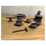 Mini cast sad irons, stove misc
