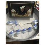 Necklace, earrings. Box