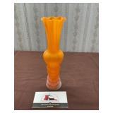 Vintage Orange Swirl Glass Vase