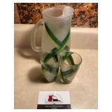 Frosted glass pitcher and glasses