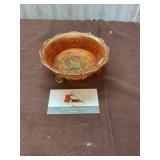 Fenton Butterfly and Berry Carnival Glass Bowl