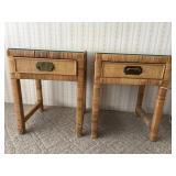 Rattan End Tables- Glass top