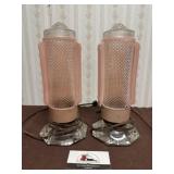 Art deco pink bullet lamps
