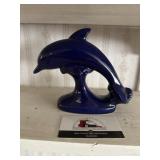 Blue ceramic dolphin decor