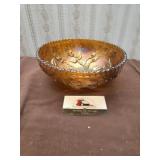Orange Carnival Glass Rose Bowl