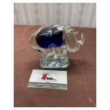 Blown Glass Rhino Paperweight