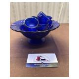 Cobalt blue mini dishes in bowl