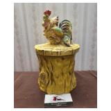 Enesco Rooster On a Stump Cookie Jar
