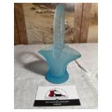 Westmoreland blue satin glass basket vase