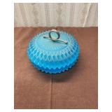 Frosted blue glass trinket dish