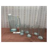 Jeanette Glass Pitcher and Cups