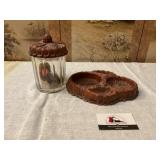 Vintage Molded resin jar and dish