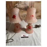 Vintage pink satin glass lamps