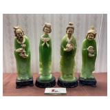 Faux Jade Resin Geisha and Emperor Figures Wony