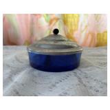Blue Glass covered dish