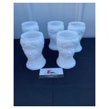 Vintage milk glass lady Victorian head vases