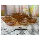 Carnival glass Marigold dish set