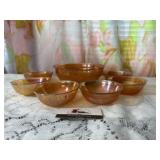 Carnival glass iridescent Marigold dish set