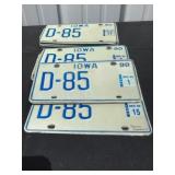 Set a 1990 Iowa D 85 license plates