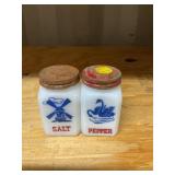 Milk  glass salt and pepper shakers